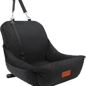 Dog Car Seat for Small Dogs Up to 25 lbs,Covered Ultra-Soft Fabric and Fill in Memory Foam,Fully Detachable and Washable,2 Clip-On Safety Leashes and Storage Pockets(Black) - Image 1