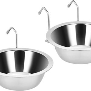 2PCS Kennel Water Bowl Hanging,Stainless Steel Puppy Bowls for Small Dog Cage,Kennel, Crate, Catio Accessories,Dog Crate Water Bowl Dish Feeder Food Holder No Spill(8oz/1cup) - Image 1