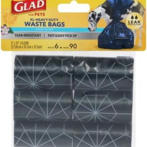 Glad for Pets Extra Large Tropical Breeze Scented Dog Waste Bags Refill Rolls| Poop Bags for Dogs, 90 Count - Poop Bag Refills, 15 Waste Bags Per Roll - Image 1