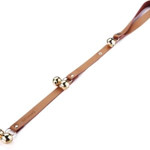 Leather Dog Doorbells for Door Knob/Potty Training/Go Outside, Length Adjustment Copper Dog Bell, Housetraining Hanging Bell, Brown Leather Golden Bells. - Image 1