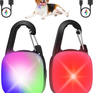 Rechargeable Dog Collar Light, 2 Pack Dog Lights for Night Walking Clip On, Waterproof Glow in The Dark Pet Camping Essentials with 4 LED Modes, Safety for Running, Cycling (Black) - Image 1