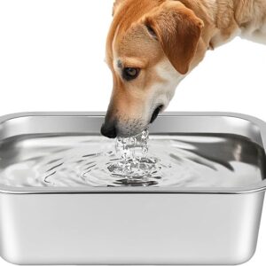Ohtomber Stainless Steel 1.25 Gallons Large Dog Water Bowl, Metal Pet Dog Water & Food Bowl No Spilling, Outdoor Feeder Dish Plate for Cat, Big, Extra Large Pet - Image 1