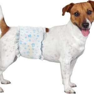 Disposable Dog Diapers Male 96 Count Belly Bands for Bale Dogs (Waist 11-16.5 in S) Super Absorbent Small Doggie Diapers for Heat Excitable Urination or Incontinence - Blue - Image 1