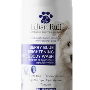 Lillian Ruff PRO Formula Berry Blue Brightening Pet Shampoo - Ultra-Hydrating Professional Whitening Dog Shampoo, Vivid Show-Quality Coat Enhancer, Tear Stain & Odor Eliminator With ProVitamin B5 16oz - Image 1