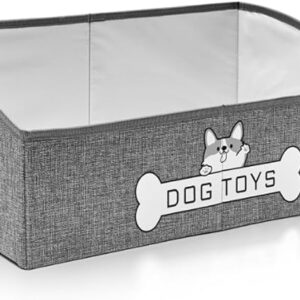 Dog Toy Basket, Specially Designed for Dog Toy Storage, Collapsible Dog Toy Box with Handle?Perfect for Storing Pet Toys and Accessories - Grey - Image 1