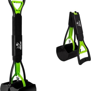 SZHLUX 28" Pooper Scooper, Foldable Dog Pooper Scooper with Unbreakable Material and Durable Spring for Grass and Gravel, Green - Image 1