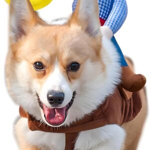 NACOCO Cowboy Rider Dog Costume for Dogs Clothes Knight Style with Doll and Hat for Halloween Day Pet Costume (S) - Image 1