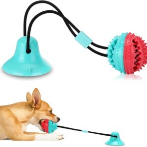 Interactive Dog Toys Tug of War, Mentally Stimulating Toys for Dog, Puppy Teething Toys for Boredom to Keep Them Busy, Dog Puzzle Treat Food Dispensing Ball Toy for Small Medium Dogs on Smooth Floor - Image 1