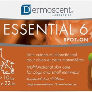 Dermoscent Essential 6 spot-on - Dog Skin Care for Dandruff & Allergy Relief with Vitamin E Oil - Anti Itch for Dogs - Dog & Small Mammals 0-10 kg - 4 Pipettes of 0.6 ml - Image 1