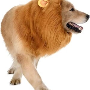 Dog Lion Mane Costume - Realistic Mane with Ears for Medium to Large Sized Dogs, Pet Halloween Costumes Birthday Party Cosplay Apparel - Image 1