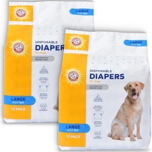 Arm & Hammer for Pets Female Dog Diapers, Size Large, 24 Count UltraAbsorbent, Adjustable Girl Dog Diapers with Leakproof Protection and Wetness Indicator (Pack of 2) - Image 1