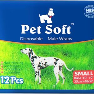 Pet Soft Disposable Male Dog Wraps - Dog Diapers for Male Dogs, Puppy Diapers 12pcs Small - Image 1