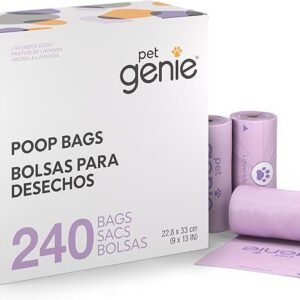 Pet Genie, Dog Poop Bags Rolls Scented, Extra Strong & Leak-Proof for Dogs, Lavender Scented, Easy Tear Pet Waste Bags, Made from 65% Recycled Plastic, 16 Rolls (240 Count) - Image 1