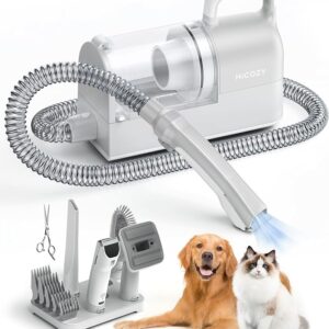 Hicozy S1+ Dog Grooming Vacuum, 12000Pa Minimum 50dB Quiet Dog Vacuum for Shedding Grooming with 2L Dust Cup, 6 Professional Pet Accessories with Clippers, Gray - Image 1