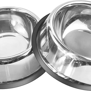 Mlife Stainless Steel Dog Bowl with Rubber Base for Small/Medium/Large Dogs, Pets Feeder Bowl and Water Bowl Perfect Choice (Set of 2) - Image 1