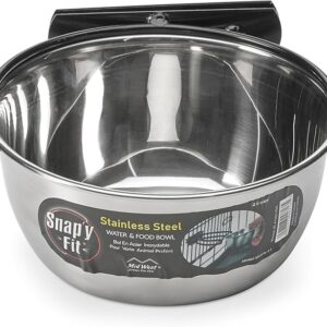 MidWest Homes for Pets Snap'y Fit Stainless Steel Food or Water Bowl, Holds 1 Quart, Mounts to Wire Crates, No-Tip Design, Rust-Resistant, for Dogs and Cats - Image 1