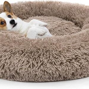 MIXJOY Orthopedic Dog Bed Comfortable Donut Cuddler Round Pet Beds Ultra Soft Washable Dog and Cat Cushion (20''/23''/30'') (23'', Brown) - Image 1