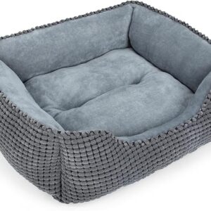 MIXJOY Dog Bed for Large Medium Small Dogs, Rectangle Washable Sleeping Puppy Bed, Soft Calming Cat Beds for Indoor Cats, Orthopedic Pet Sofa Bed, Anti-Slip Bottom with Multiple Size (20'', Grey) - Image 1