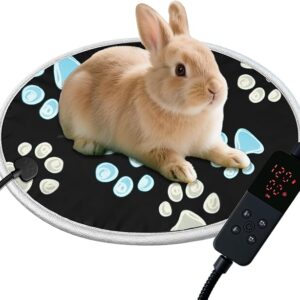 furrybaby Pet Heating Pad, Waterproof Dog Heating Pad Mat for Cat with Durable Anti-Bite Tube Indoor for Puppies Dogs Cats (1 Pack Black, Round 12in, Temp Adjustable) - Image 1