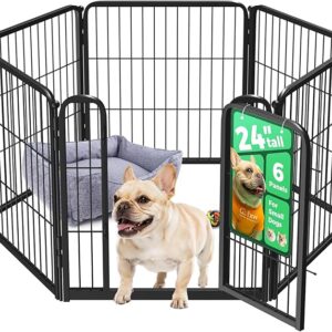 FXW Homeplus Unleashed Indoor Dog Playpen - Stress-Free and Safe Play, Heavy Duty 24 Inch 6 Panels Dog Pen for Puppy and Small Dogs, Black?Patented - Image 1