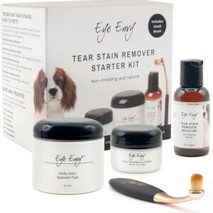 Eye Envy Dog Tear Stain Remover Starter Kit with ProPowder Brush | Stain Solution, Applicator Pads, Stain Powder and Small Applicator Brush | Lasts 30-45 Days - Image 1