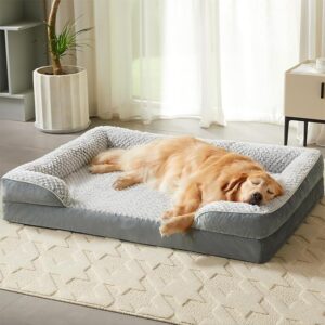 Orthopedic Dog Beds for Large Dogs,Waterproof Dog Bed, Egg Crate Foam Bed for Large Dogs, Big Pet Bed with Washable Removable Waterproof Pillow Cover and Anti-Slip Bottom, Grey - Image 1