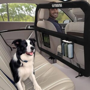 Dog Barrier for Car Back Seat & Cargo Area with Wider Coverage, Universal Fit for Cars, SUVs & Sedans, Dog Car Gate Divider with Chew-Proof Transparent Net and Sturdy Metal Frame for Backseat & Trunk - Image 1