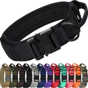 Joytale Tactical Dog Collar with Handle, Adjustable Heavy Duty Military Collar with 2 Patches for Training, Suitable for Large Dogs, Black, L - Image 1