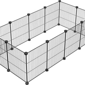 DIY Small Animal Pet Playpen, Guinea Pig Cages, Rabbit Playpen, Dog/ Puppy Playpen, Indoor Portable Metal Wire Yard Fence, 15 X 12 Inch, 12 Panels, Black - Image 1