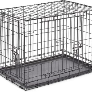 New World Double Door Folding Metal 30-Inch Dog Crate, Includes Leak-Proof Pan, Floor Protecting Feet, & New Patented Features, for Medium-Sized Breeds - Image 1